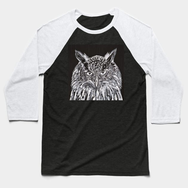 WHAT THE OWL SEES Baseball T-Shirt by lautir